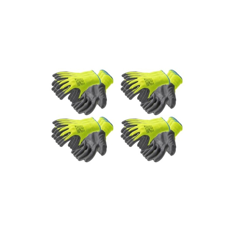 Högert Technik VECHTE Nitrile Coated Protective Gloves, Green/D Grey, Size