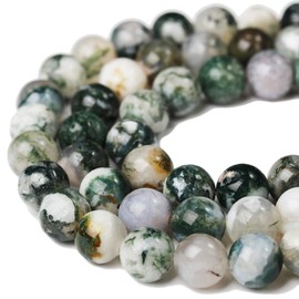 Agate Natural Gemstone Beads for Making Jewellery Energy Healing Crystals Jewelry Chakra Crystal Jewerly Beading supplies Tree Agate 8mm 15.5inch About 46-48 Beads