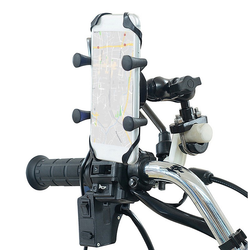 Motorcycle Bike Cell Phone Support 360 Degree Swivel Aluminium Alloy