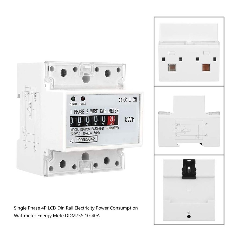 Single Phase Two Wire Energy Meter 4P LED Din Rail