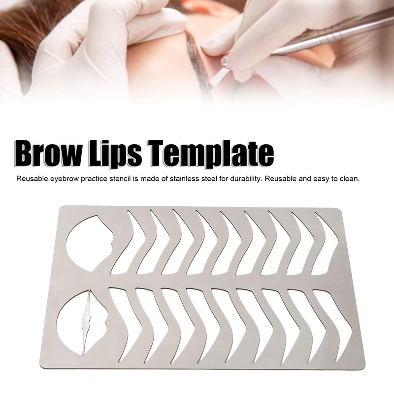 Sonew Eyebrow Lip Stencil, Brushed Silver, Thickened, Stainless Steel, Reusable