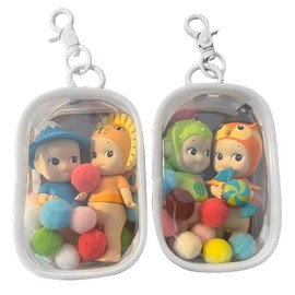 Mity rain 2PCS Clear Figure Display Bag With Keychain For Sonny Baby, Blind Box Display Case, Great Carrying Case Gift For Mini Figure/Doll Collectors