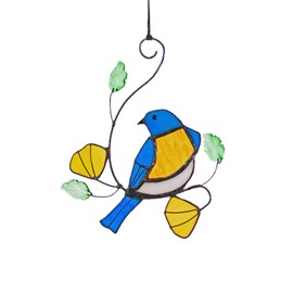 Blue Bird Stained Glass Suncatcher Window Hanging Bird Eastern Blue Birds Home Decor for Bird Lovers