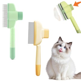 Katzenkamm,2 Stück Katzenbürste,Flohkamm für katzen Hundebürste für langes und kurzes Haar,Selbstreinigende Haustierbürste Katzen Zubehör Hundezubehör