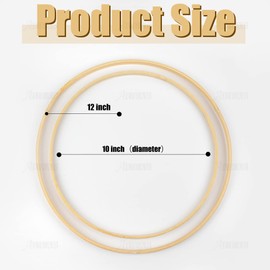 AUEAR, 12 Pack Wooden Bamboo Floral Hoop 2 Sizes Macrame Bamboo Rings Dream Catcher Craft Hoop Ring for DIY Wedding Wreath Wall Hanging Dream Catchers Crafts(10 Inch/ 12 Inch)
