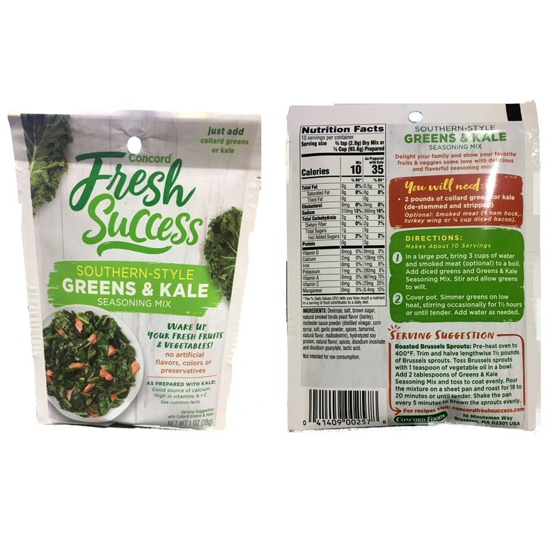 Concord GREENS & KALE SEASONING-Southern Style -18 (eighteen) 1oz packets