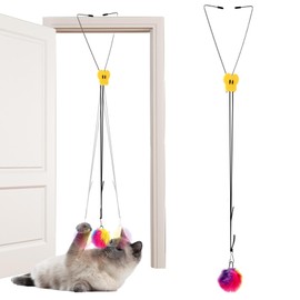Heclia Self Play Cat Toy for Door Frame Hanging Cat Rope Toy for Indoor Cats 360 Rotation Cotton Rope Independent Play Hanging Door Frame Cats Toys Kitten String Teaser Safe Pet Wand Spring Toys