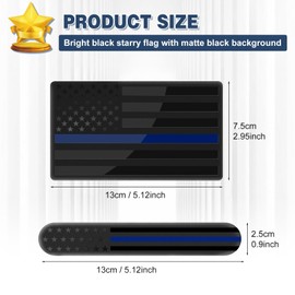 4PCS 3D Metal American Flag Decal, Black USA Flag Emblem Sticker for Car, Truck, SUV, Motorcycle, Patriotic Car Badges, Bumper, Window, Fender Accessories,Blue