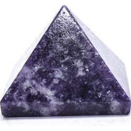36mm 225ct Deep Purple Lepidolite Pyramid Polished Natural Lithia Mica Gemstone Crystal Mineral Specimen - Brazil + One Polished Clear Quartz Cabochon