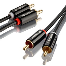 SEBSON RCA Audio Cable 10m, 2 male to 2 male RCA Plugs, RCA Phono Cable for Amplifier, Speakers, Soundbar, Home Cinema and HiFi Systems