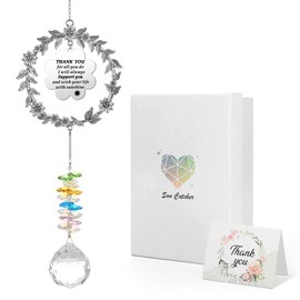 Thank You Gifts for Women Men, Sun Catcher Gift with Engraved Grateful Message, Hanging Crystal Suncatcher Ornament for Window Rainbow Maker, for Sister Friend Family Teacher