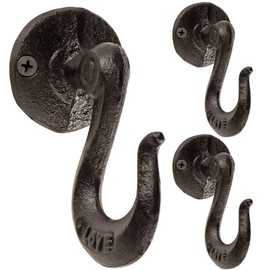 Sanbege Coat Hanger Hooks, Rustic Cast Iron Coat Hooks, Vintage Decorative Wall Hooks for Farmhouse, Entryway, Closet Room, Pack of 3
