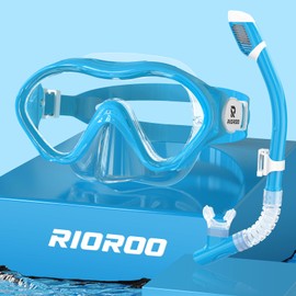 RIOROO Snorkel Mask for Kids,Swimming Goggles Kids with Nose Cover for Boys Girls Youth Children,Diving Mask Kids No Leak Anti Fog Waterproof 180°Clear View Kids Swim Goggles for Age 4-15 Years