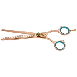 Kissaki Professional Nagasa 7.0 inches 48 tooth Rose Gold B Titanium Hair Thinning Shears Pet Grooming Scissors