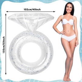 Bride Diamond Ring Pool Float Bachelorette Party Decoration Inflatable Engagement Ring Bride Pool Float Bridal Shower Gift Party Accessories Swimming Tube River Lake Wedding Photo Prop