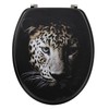 18-Inch Black Elongated Toilet Seat With Leopard Print