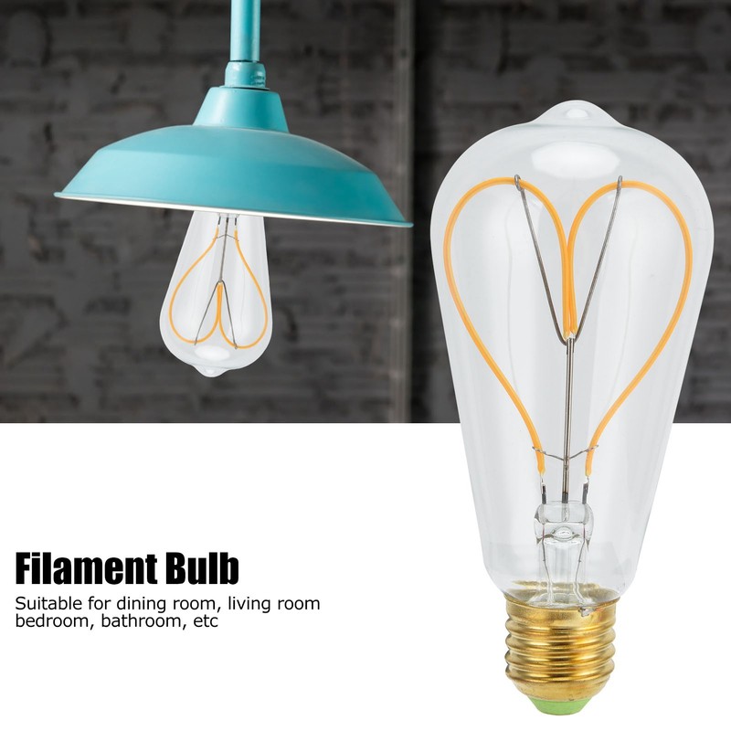 Light Bulb Love Peach Heart Shaped Transparent LED Filament Lamp