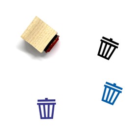 Trash Can Wooden Rubber Stamp No. 130 (0.5" x 0.5")