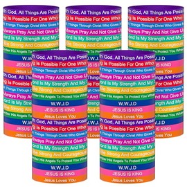 100-Pack Inspirational Bible Verse Bracelets – Christian Wristbands for Bulk Church Events, VBS, Youth Groups & Party Favors