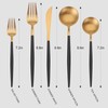Matte Gold Silverware Set with black handle, Vanys 20 Piece
