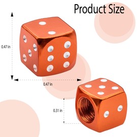 MEAJOO 8PCS Aluminum Dice Tire Valve Stem Caps, Universal Aluminium Alloy Dustproof Tire Valve Stem Covers for Cars, SUV, Trucks, Bikes, Motorcycles, Bicycles(Orange)