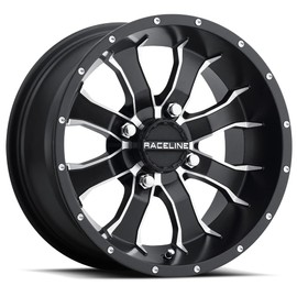 Raceline Wheels A77 MAMBA UTV/ATV Wheel Black Machined Finish 14x7" 4x110", 10 mm offset/(4.39"B/S)