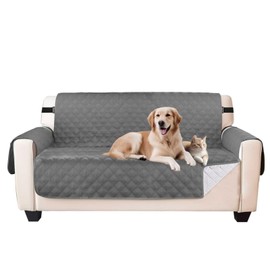 ZenDen Sofa Covers 100% Waterproof Sofa Slipcovers 1 Seater, Non Slip Cover for Kids/Dogs/Pets, Washable Sofa Protector with Elastic Strap, Grey