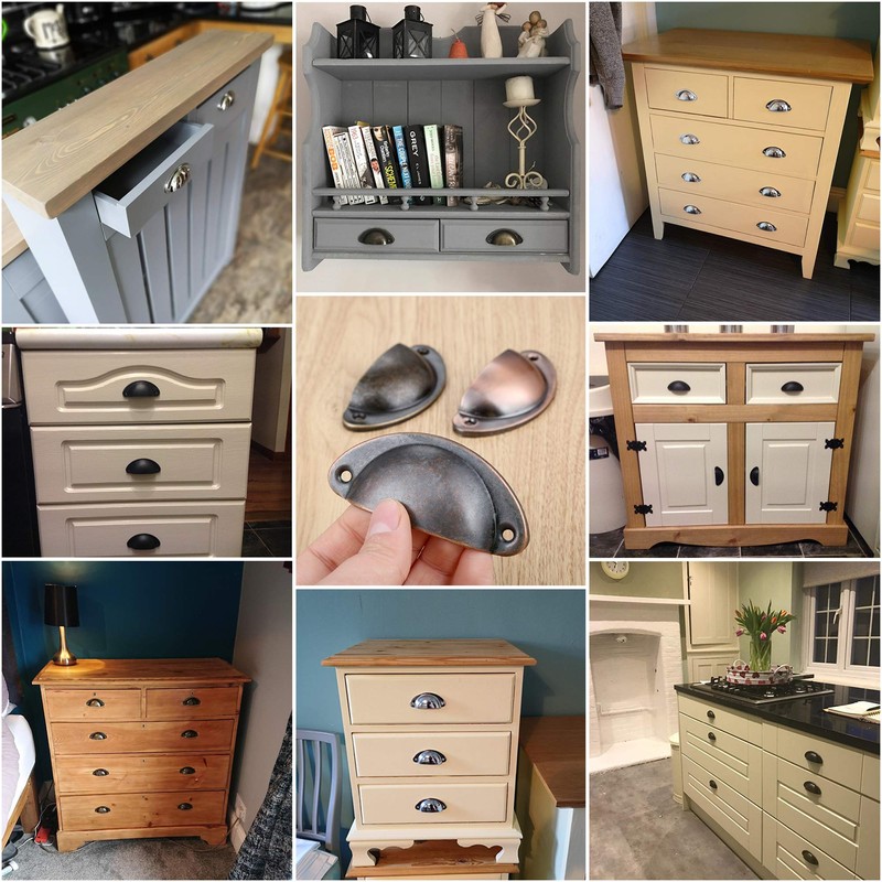 Yetaha Cup Handles for Drawers, 10 Shell Pull Handles, 82x35mm