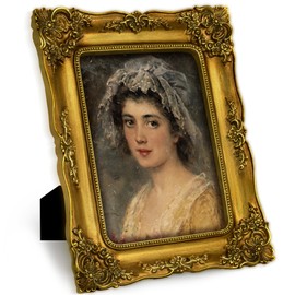 FJXMFRAME Vintage 5x7 Picture Frame Gold Antique Picture Frames with Glass Front, Ornate Baroque Frames for Tabletop & Wall Hanging (5x7 inch, Bronze)