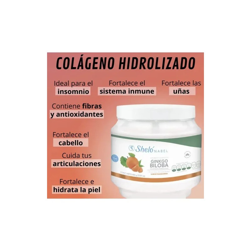 2 Piezas Colágeno Hidrolizado Ginkgo Biloba 450g Shelo Nabel
