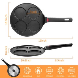 CAINFY Pancake Pan Maker Nonstick Induction Compatible, 10.5 Inch Mini Non Stick Silver Dollar Grill Blini Griddle Crepe Pan,7 Molds Cake Egg Cooker Skillet for Kids Gifts