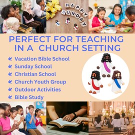 Mini Jesus Figures 50 Pcs-Tiny Jesus Bulk-Little Christ Figurines for Easter Egg Stuffers, Religious Party Favors and Gifts, Sunday School, Classroom Crafts, Baptism, Confirmation (Multicolor Jesus)