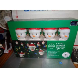 Winter Wonder Lane 8 Animated LED Batttery Operated Snowman Light Set