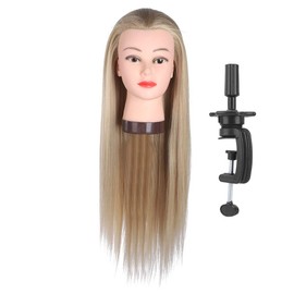 Makeup Training Head with Hair, Hair Mannequin Head Cosmetology Doll Head Hairdresser Training Practice Head for Wig, Blond Golden Brown