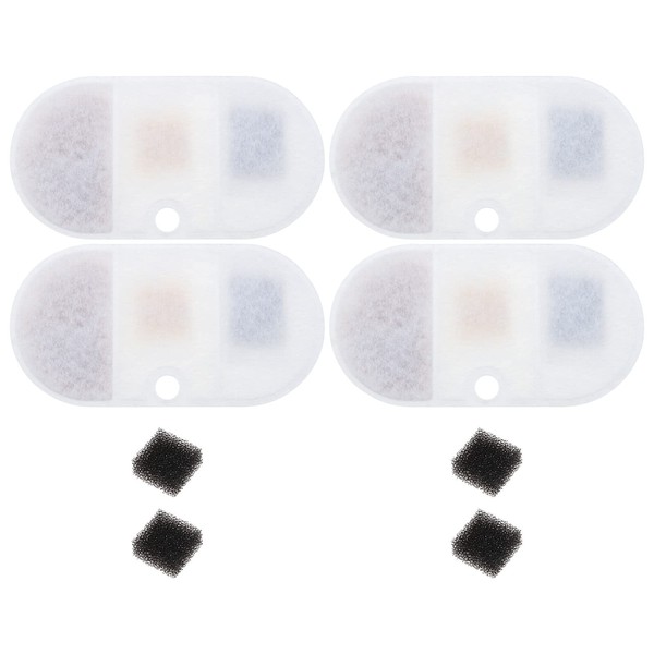 eMagTech 4Pcs Cat Water Fountain Filters Replacement with Sponge Compatible