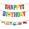 Transportation Happy Birthday Banners Car Bus Train Plane Ship Helicopter
