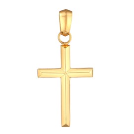 Kuzzoi Cross Pendant Silver for Chains, Pendant Cross (30 mm) Made of 925 Sterling Silver Gold-Plated for Necklaces, Golden Jewellery Accessory for Men, Boys and Children, 0508450522, Sterling Silver