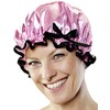 Wenko 75670900 Shower Cap with Elastic Waistband, Plastic, Polyester, Pink, Pack of 1