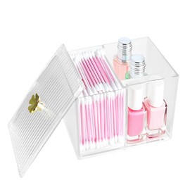 IEMIEBSHA 3 Compartments Qtip Holder, Clear Cotton Pads Holder, Cotton Balls Swab Rack Container Organizer Makeup Pad Box Cosmetic Storage Case for Bathroom Bedroom Vanity Countertop