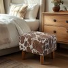 Talayituse Brown Cow Print Stretch Velvet Ottoman Slipcover Rectangle Folding