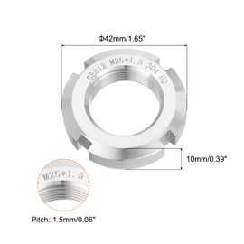 uxcell M25 x 1.5mm - 2Pcs Retaining Four-Slot Slotted Round Nuts - 304 Stainless Steel Round Lock Nut for Various Rolling Bearings, Industrial Field, Silver
