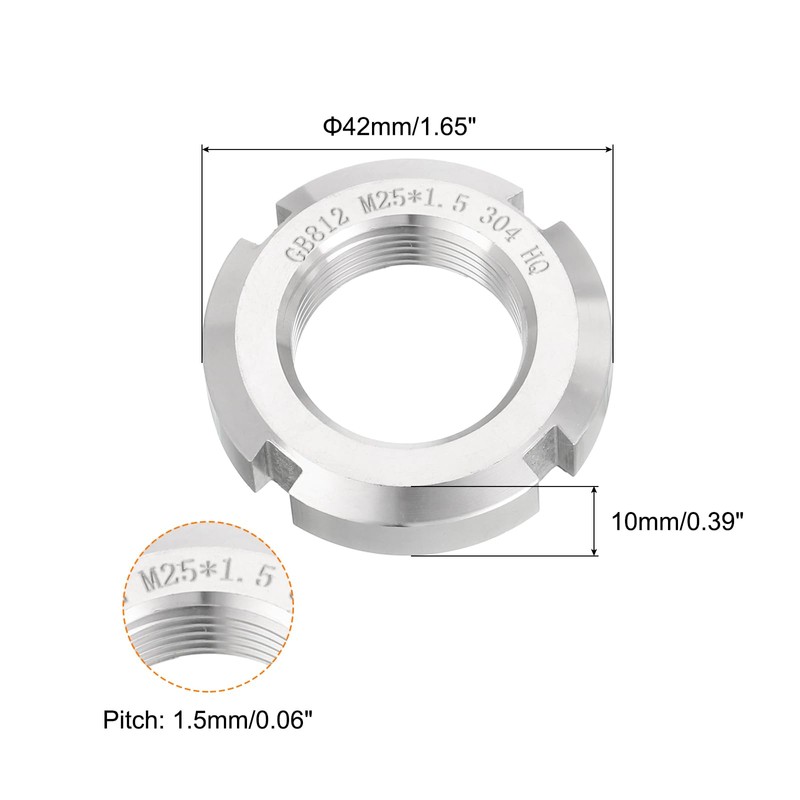 uxcell M25 x 1.5mm - 2Pcs Retaining Four-Slot Slotted Round