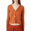 Laurant Colardelle Cable Knit Cropped Cardigan, 100% Cotton, Orange, Size
