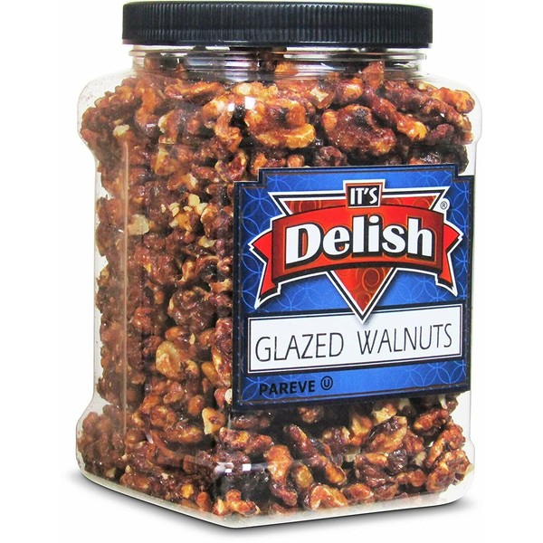 Gourmet Glazed Walnuts by Its Delish, 30 Oz Jumbo Reusable Container (Jar) –...
