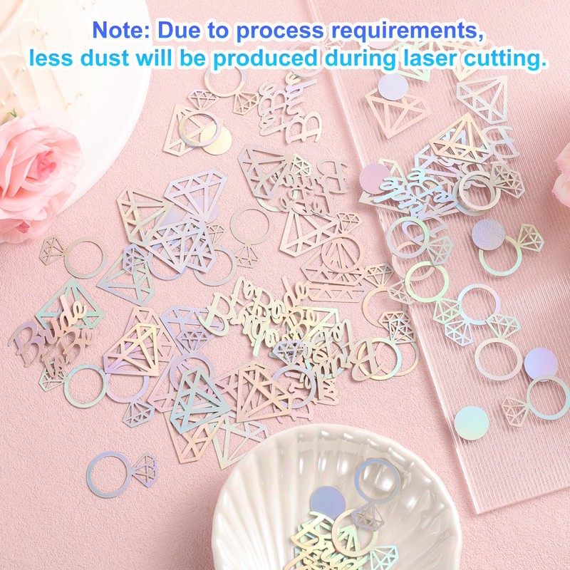 100pcs Wedding Party Confetti, Iridescent Glitter Foil Confetti Bride To