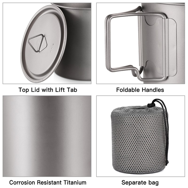 Aomiun Ultralight Titanium Cup Outdoor Portable 2PCS Cup Set 350ml