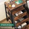 Huuger Nightstand with Charging Station, 27.6 Inch Bedside Table with