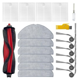 aoteng Replacement Parts for roborock Q7 M5 / Q7 M5+ / Q7 L5 / Q7 L5+ Robot Vacuum Cleaner Accessories Kit 17 Packs 1 Main Brush, 4 Filters, 6 Side Brushes, 6 Mop Cloths