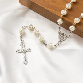 YQZIYOU Rosary Beads Catholic for Women - Confirmation Gifts for Teenage Girl, Resin Rose Rosary Beads, Exquisite Gifts for Women