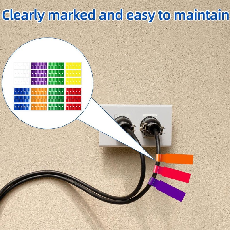 Pack of 8 Cable Labels, Cable Identification Labels, Writeable Label